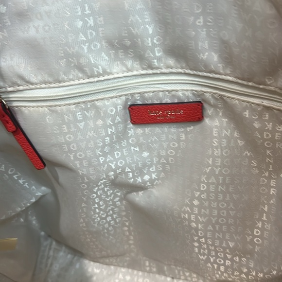 Kate Spade NEW larchmont avenue Penny Hot Chili Logo Leather Tote red - Picture 9 of 12